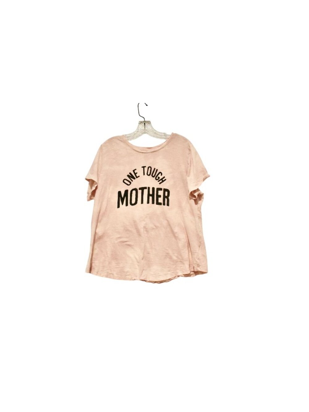 Women's Old Navy Pink "One Tough Mother" Bleach Dye Tee Size 1X